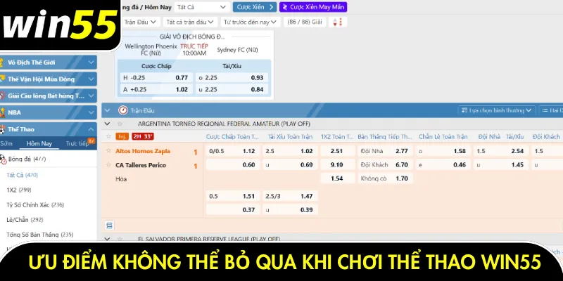 Ưu điểm không thể bỏ qua khi chơi thể thao Win55